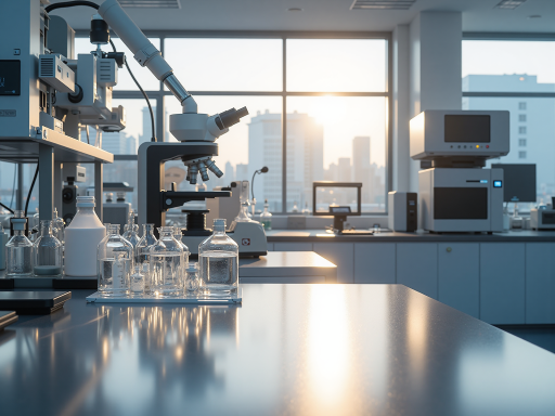 未来生物技术实验室概念图,高科技设备,研究人员工作场景,现代科研环境